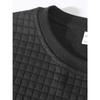 Men's Fall Winter Slim Fit Crew Neck Long Sleeve Sweatshirt, Solid Small Grid Pattern Casual Base Layer Pullover Tops