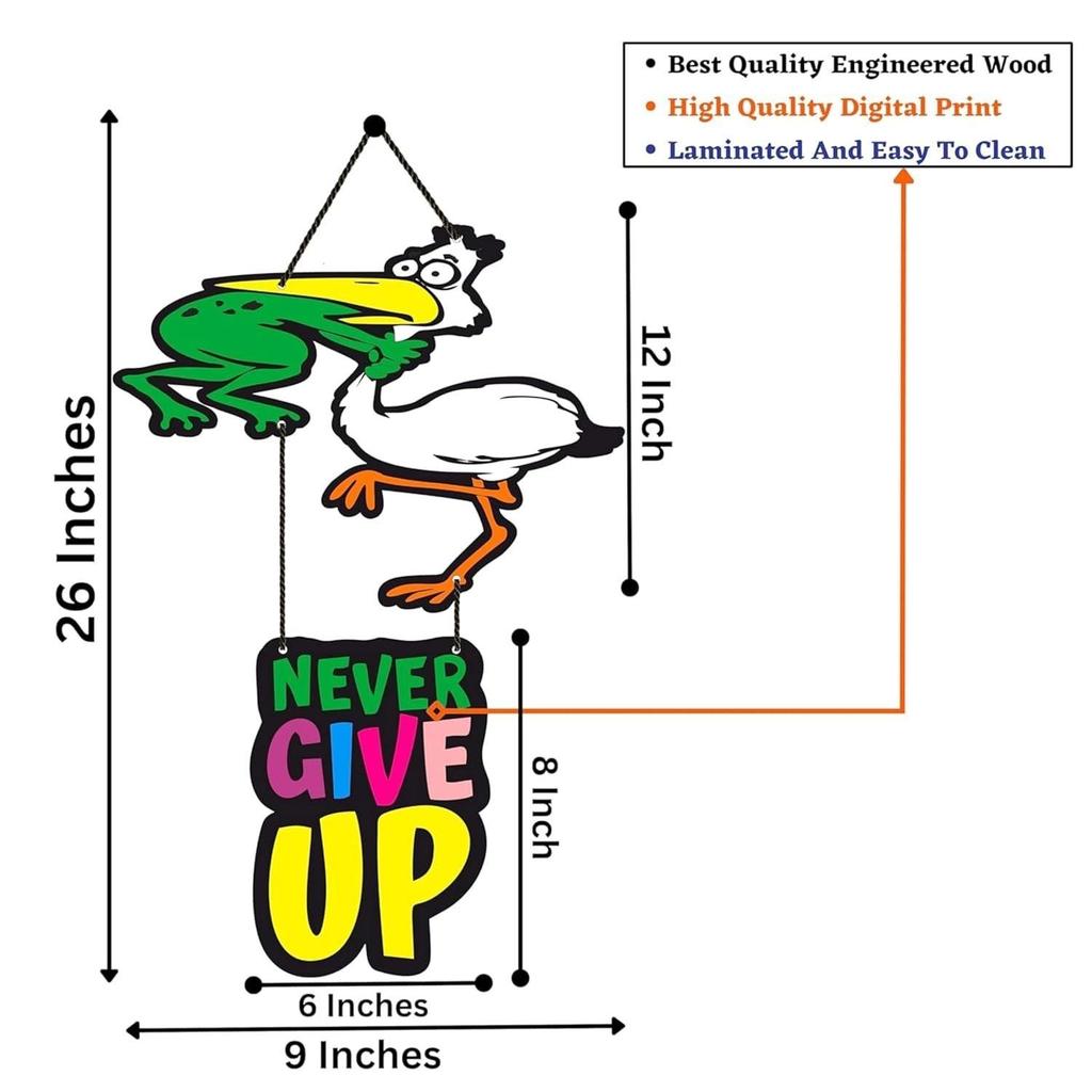 Dekoratives Wandbehang Holz Kunst Dekoration Artikel für Zuhause | Büro | Wohnzimmer | Schlafzimmer | (Gib niemals auf)