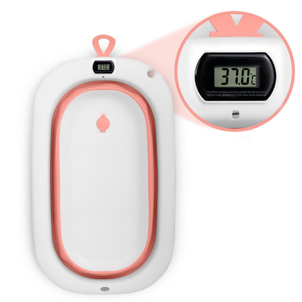 Folding Bathtub For Babies & Toddlers With Thermometer And Insert, Ricokids , &