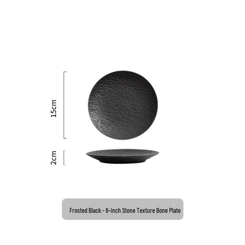 Black and White Ceramic Food-Grade Shallow Plate - Luxury Style for Meals and Breakfasts