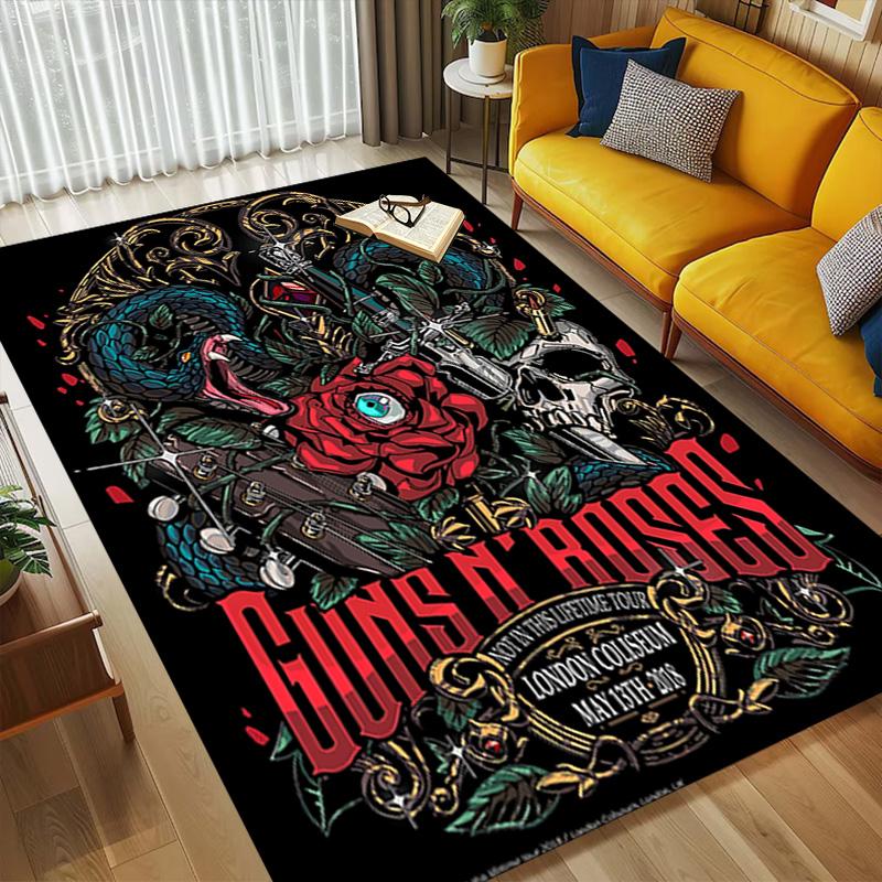Guns Roses Living Room Nonslip Area Rug Soft Carpet For Bedroom Game Playroom Sofa Office Home Decor Doormat Christmas Gift C926674