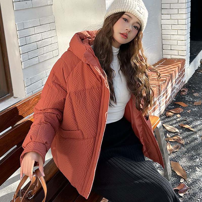 Coat for Women Down Winter Fleece Thickened Plush Windbreaker Waterproof Casual Zipper Solid Color Hooded Jacket