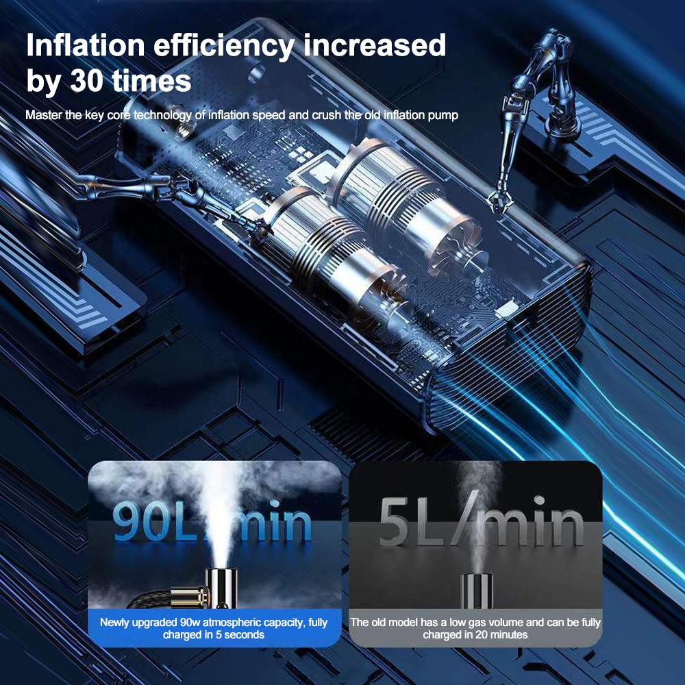 Auto-Luftpumpe mit digitaler Reifendruckanzeige, tragbarer automatischer Reifenfüller, kabelloser elektrischer Luftkompressor für Auto, Motorrad, Fahrrad