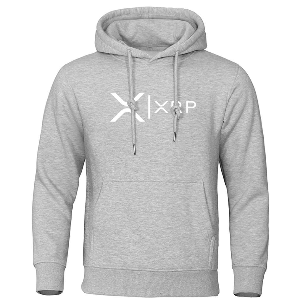 2025 Cryptocurrency Ripple XRP Men Spring Autumn Printing Solid Color Pullover Hoodie Fashion Long Sleeve Comfortable Casual Top