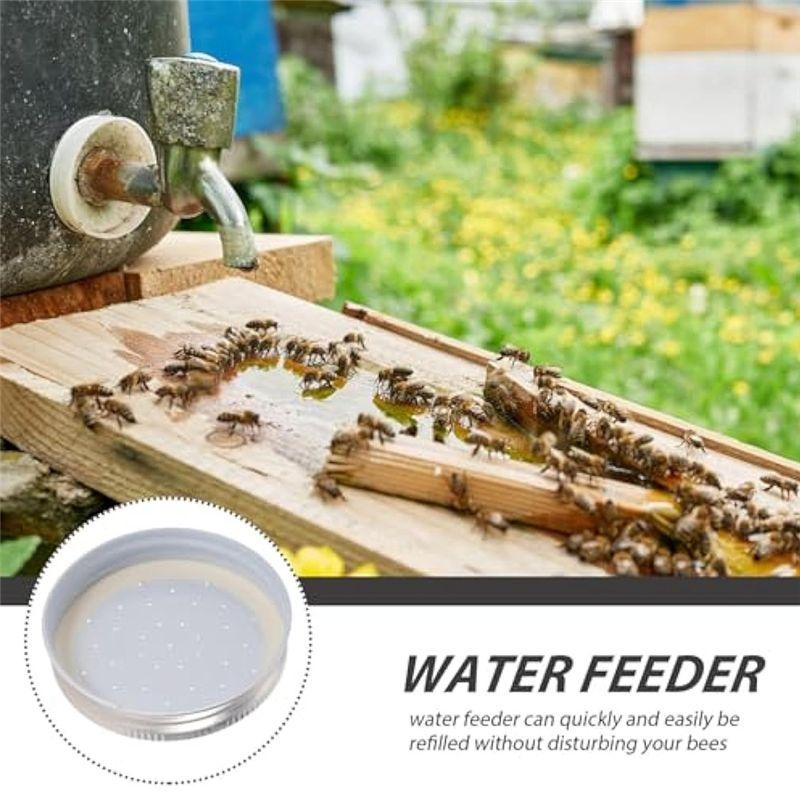 Entrance Feeders Perforated Metal Mason Jar Lids Beehive Waterer Honey Canning Feeder Beekeeping Supplies Durable