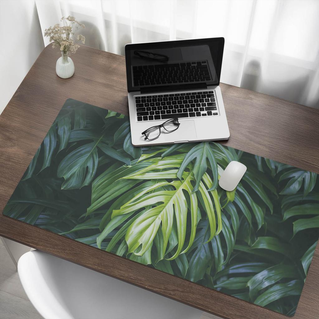 Desk Keyboard Mouse Protective Mat Tropical Leaves 120X60 Cm