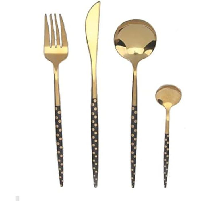 Ménagère - DKD Home Decor - Acier Inoxydable - Noir Et Doré - 26,5 X 32,5 X 30,5 Cm