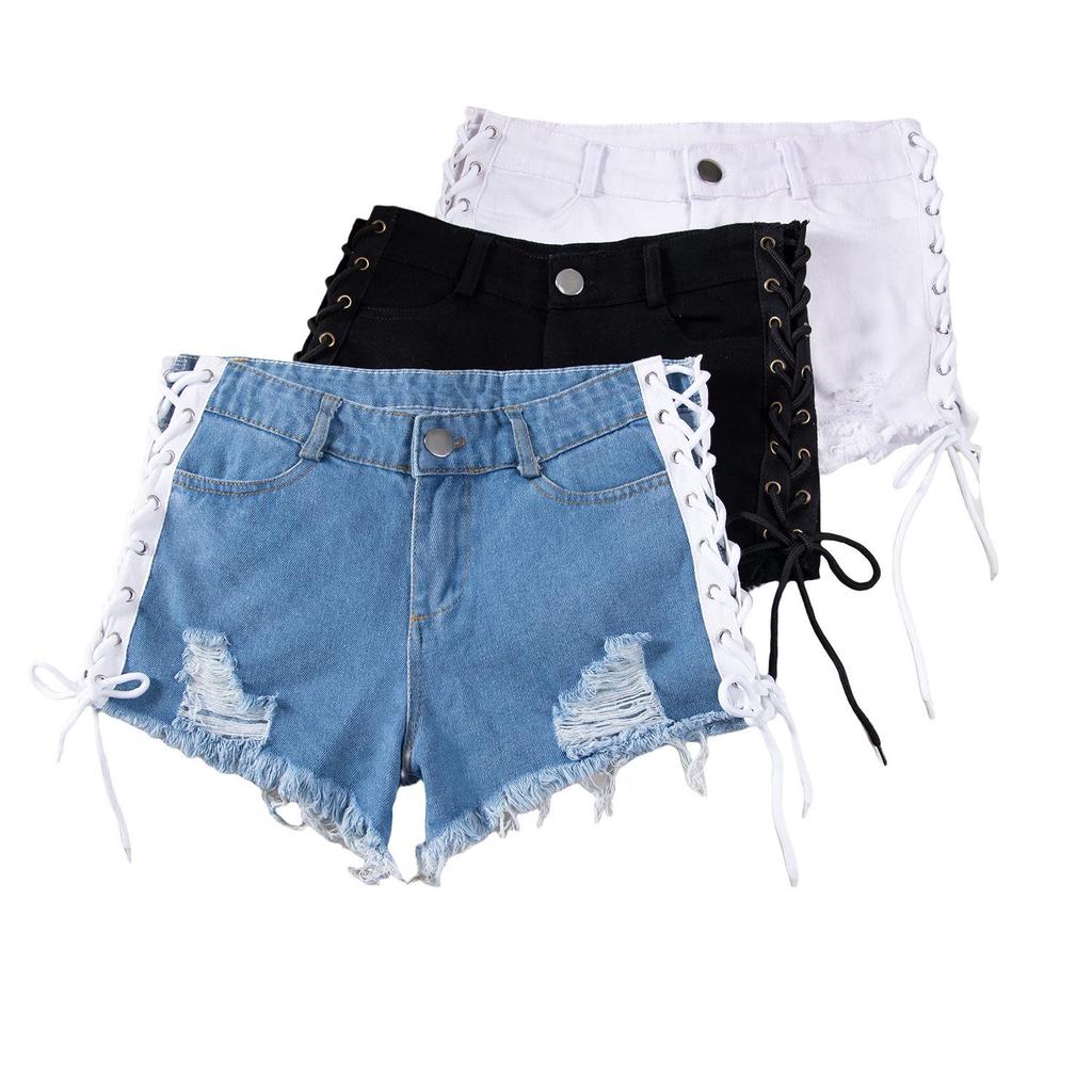 Women's High-Waist Ripped Denim Shorts - Sexy Summer Nightclub Style