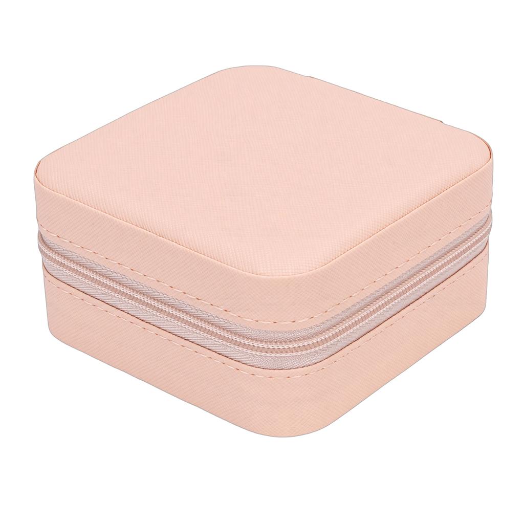 Portable Jewelry Box PU Leather Travel Jewelry Organizer Storage Case with Mirror Velvet Lining for Women