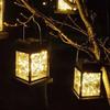 4pcs Metal Hanging Solar Lights Waterproof Outdoor Hanging Lantern Solar-Powered Light for Yard Patio Pathway Porch Garden Decor