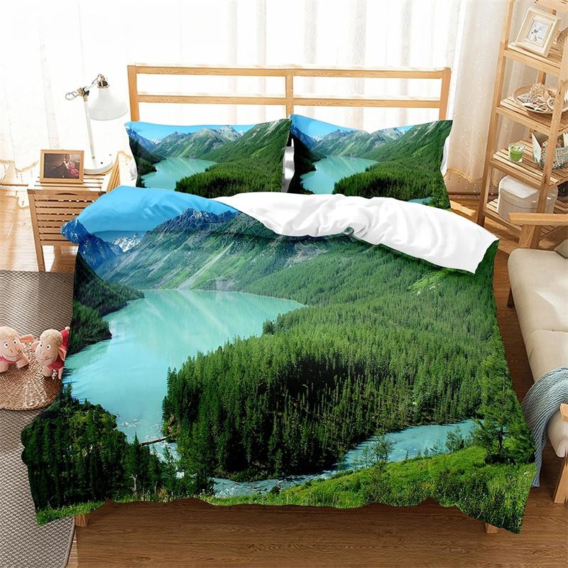 

Пододеяльник «Алтайские горы» King Queen, комплект постельного белья «Природный пейзаж», «Лесной пейзаж», «Озеро», покрывало из полиэстера EU single(135x200cm)