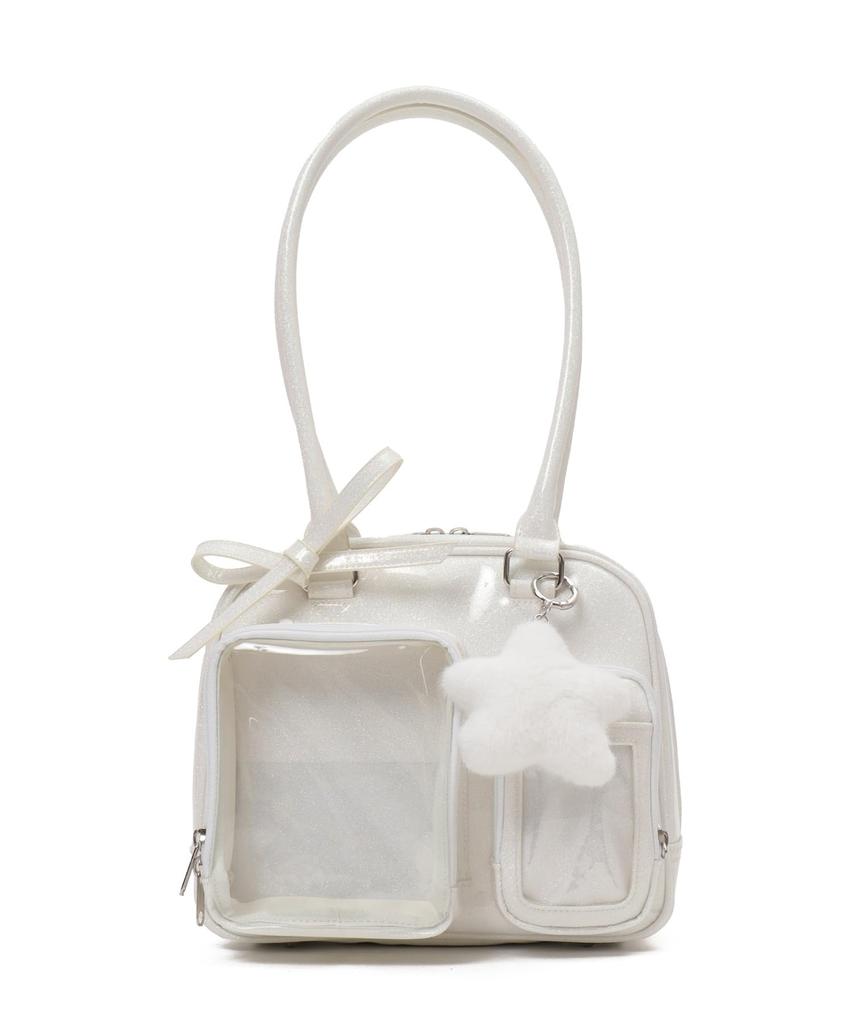 WEGO Sparkly Twinkle Plush Ita Boston Bag, Ita Bag, Girly, Women's, Size F, White