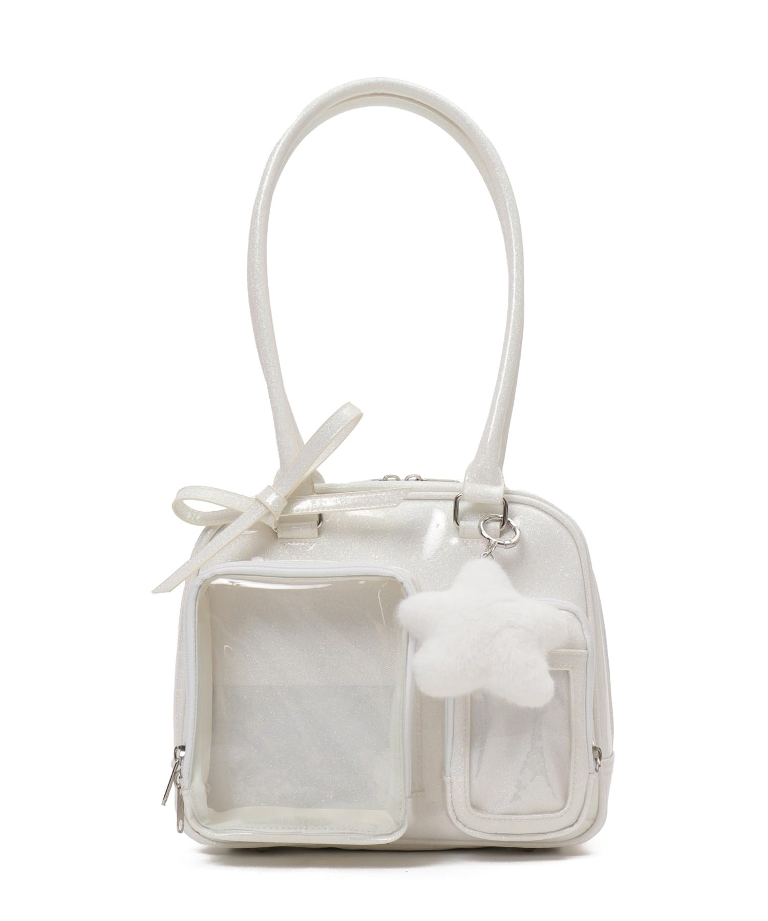 

WEGO Sparkly Twinkle Plush Ita Boston Bag, Ita Bag, Girly, Women s, Size F, White