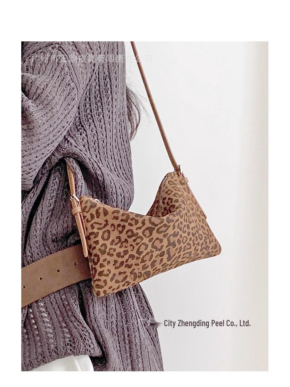 2025 High-End Niche Genuine Leather Leopard Print Shoulder Crossbody Bag цветной печати леопарда