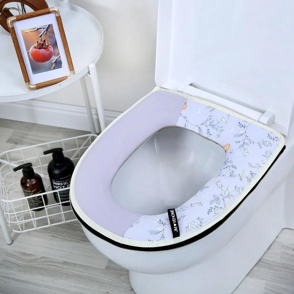 Toilet Seat Zipper, Large Caliber Seat Cushion Warm Seat Cushion All Cotton Lace Washable and Waterproof