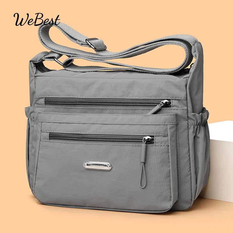 

Large Capacity Casual Nylon Shoulder Bag сірий колір