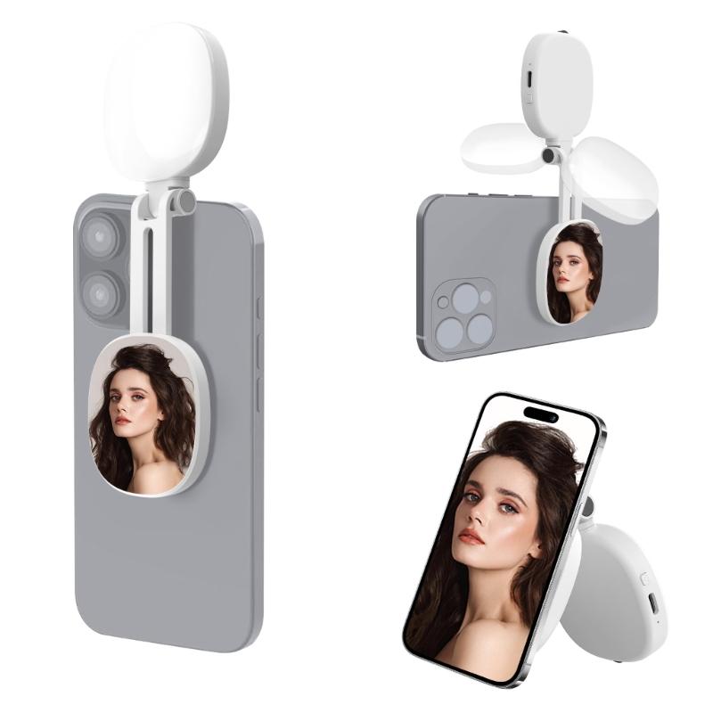 Rechargeable Magnetic LED Circle Light For Smartphone Rotating Angle Individual Portrait Mirror Portable Studio Lighting Type C Charging