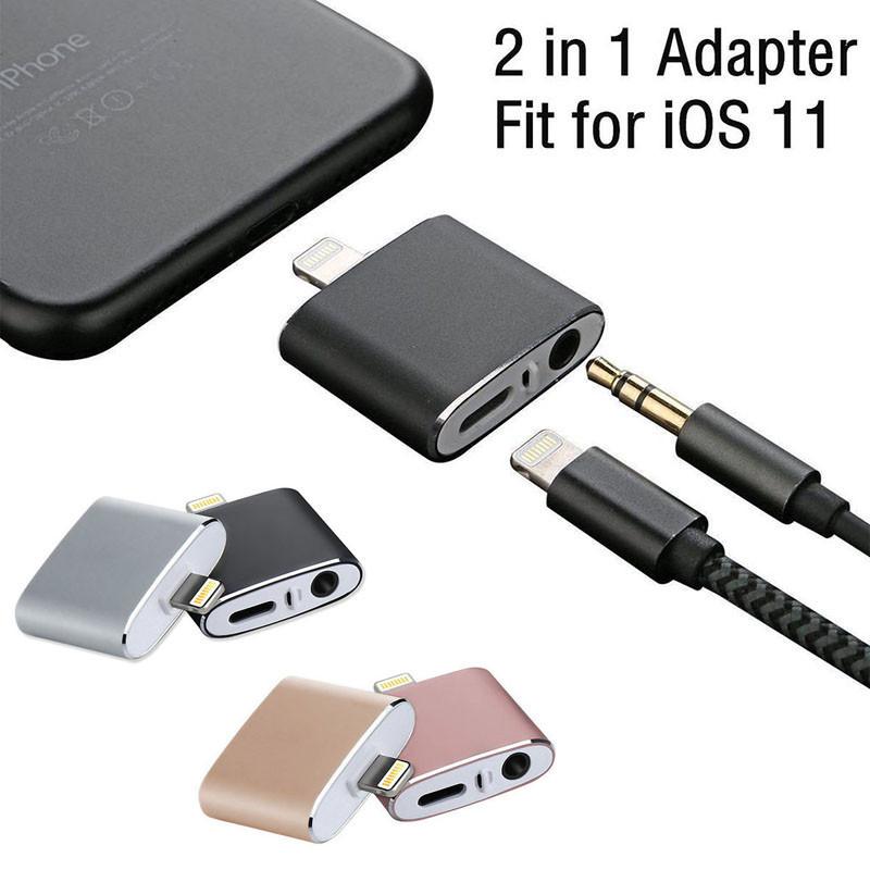 For X Iphone Xs Max 8 7 Plus 2 In1 To Audio Headphone Adapter Cable Charger