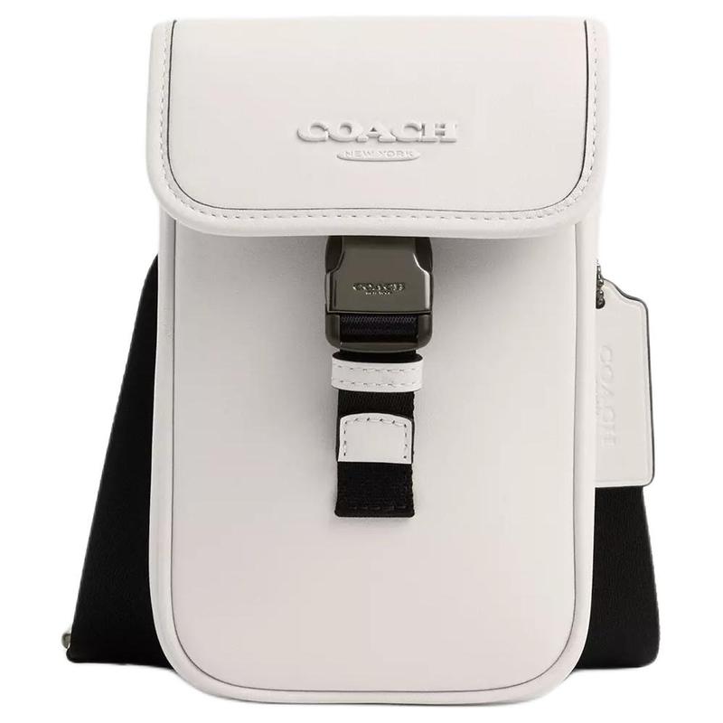 

COACH RACER branded adjustable shoulder strap calfskin shoulder crossbody bag mini men s bronze and chalk розовый