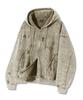 Felpa con zip oversized effetto distressed pigmentato Trillion [Kaki Chiaro]