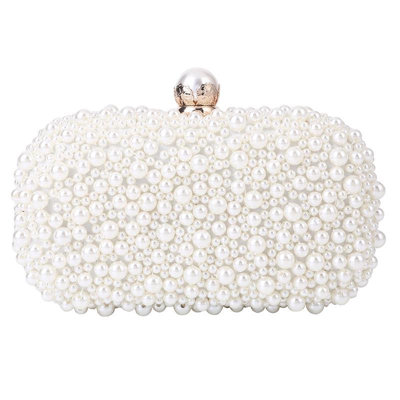 Elegant Pearl Evening Clutch: Soft Surface Women's Shoulder & Crossbody Bag, Perfect for Brides and Special Occasions.