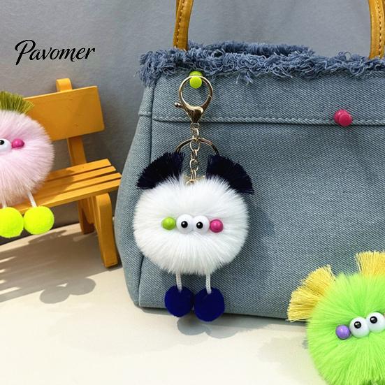 Soft Pompom Key Ring Cartoon Plush Ball Keychain, Fluffy Keychain with Metal Clasp, Clasp Backpacks Handbags Keys Decorative Pendant for Men