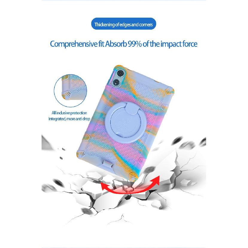 360 Rotatable Stand Case For Teclast T60 Plus 2024 12.0 Inch Soft Silicone Cover With Handle Grip Shoulder Strap Kids Safe Funda