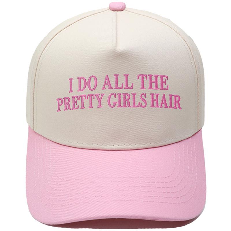 PRETTY GIRLS HAIR Fun Embroidery Color Matching Truck Driver Hat Men's and Women's Casual Sun Hat