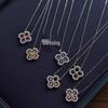 Luxury Diamond Inlaid Four-Leaf Clover Necklace - Gold Handmade Clavicle Chain for Women, As Seen On Xiaohongshu Socialites