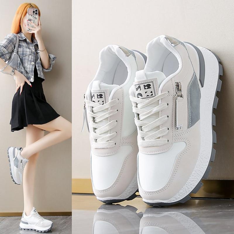 

Весна, Лето, Осень и Зима Женская Обувь Женские Кроссовки Белая Обувь Низкий верх Круглый носок На шнуровке Повседневная обувь 41 серый