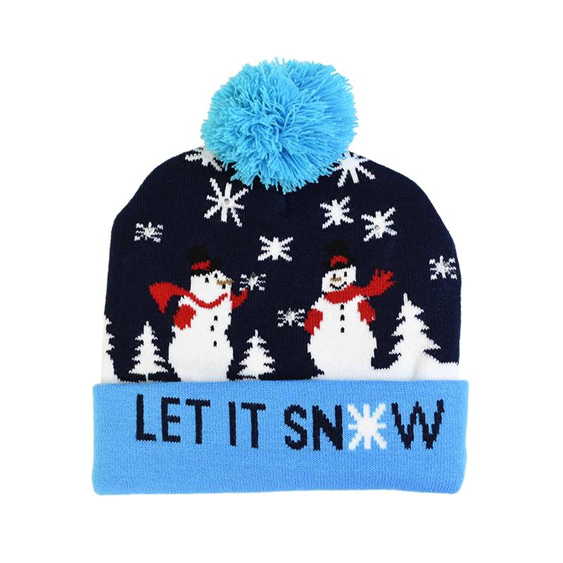 LED Christmas Hat Sweater Knitted Beanie Christmas Light Up Knitted Hat Christmas Gift for Kids Xmas 2024 New Year Decorations