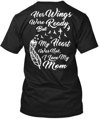 Ihre Flügel waren bereit Mein Herz Papa Mama T-Shirt Hergestellt in den USA Größe S bis 5XL