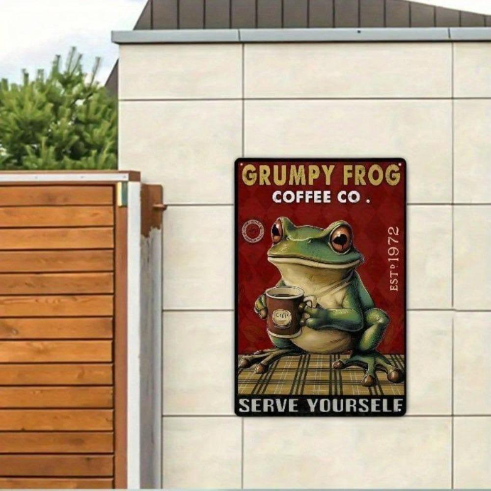 Vintage Grumpy Frog Metal Tin Sign Wall Art Retro Kitchen Bar Cafe Home Decor