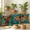1/4 Stück Wildes Leopardenmuster Kissenbezüge Türkis Braun Safari Tier Dekorative Kissenbezüge für Zuhause Sofa Couch Kissenhülle
