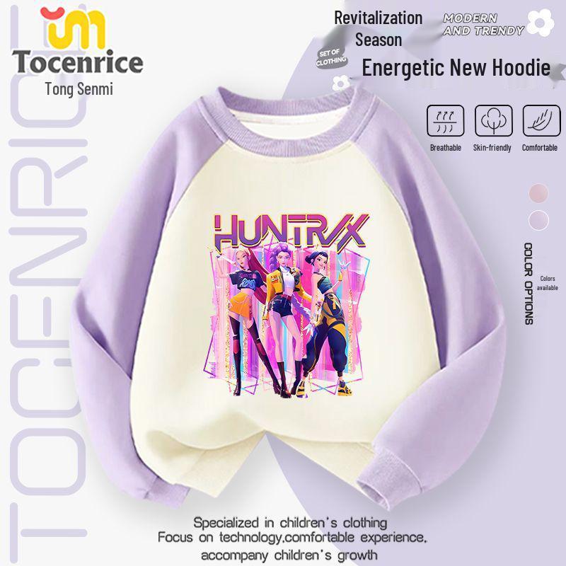2025 Kpop Dziewczyna Łowca Demonów Jesień/Zima Welurowy Dwuczęściowy Zestaw Bluza z Kapturem i Spodnie dla Dzieci
