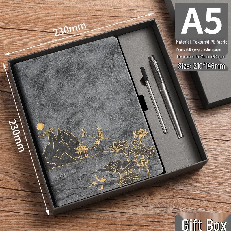 Retro A5 Büro Business Notizbuch - Schreibwaren Geschenkset im chinesischen Stil