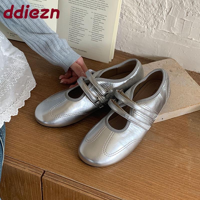 Fashion Fashion Hook Loop Ladies Mary Janes Flats Shoes Soft Female Footwear Round Toe Shallow Women Ballet Flats Slip On Shoes  lady