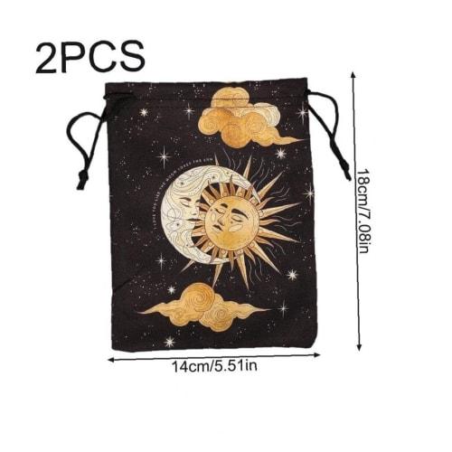 Tarot Card Holder Drawstring Bag, Mini Jewelry Dice Card Pouch, Portable Storage Bag for Jewelry, Stones, Game Oracle Cards, 2-Piece Set