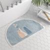 Scandinavian Style Geometric Semi Circle Bathroom Floor Mat Plush Water Absorbent Non Slip Floor Mat Home Decoration