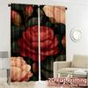 Set Of 2 Flat Printing Curtains Without Rod Floral Rose Arrangement Valentine Is Day Festival Creative Versatile Curtain Polyester