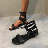 Sandálias Femininas Novo Estilo - Versáteis, Tiras Cruzadas, Cadarço, Sapatos de Fundo Plano