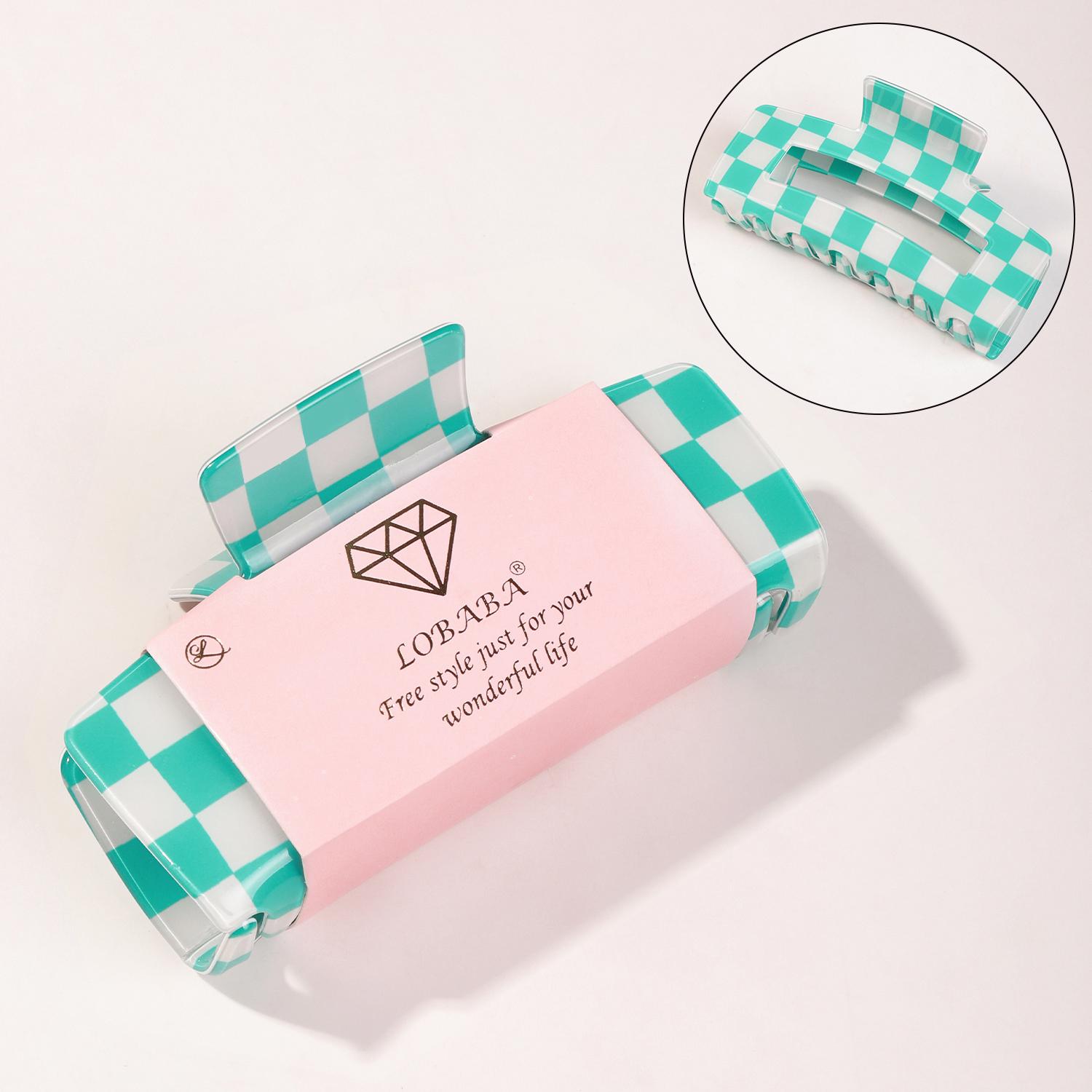 

1 шт., розовая клетчатая большая заколка-краб для волос для женщин и девочек, симпатичная сильная фиксация, заколки для волос Y2K, аксессуары для волос для густых волос Size fits all