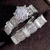 Three Heroes Luxury Zirconia Stackable Women's Couple Ring