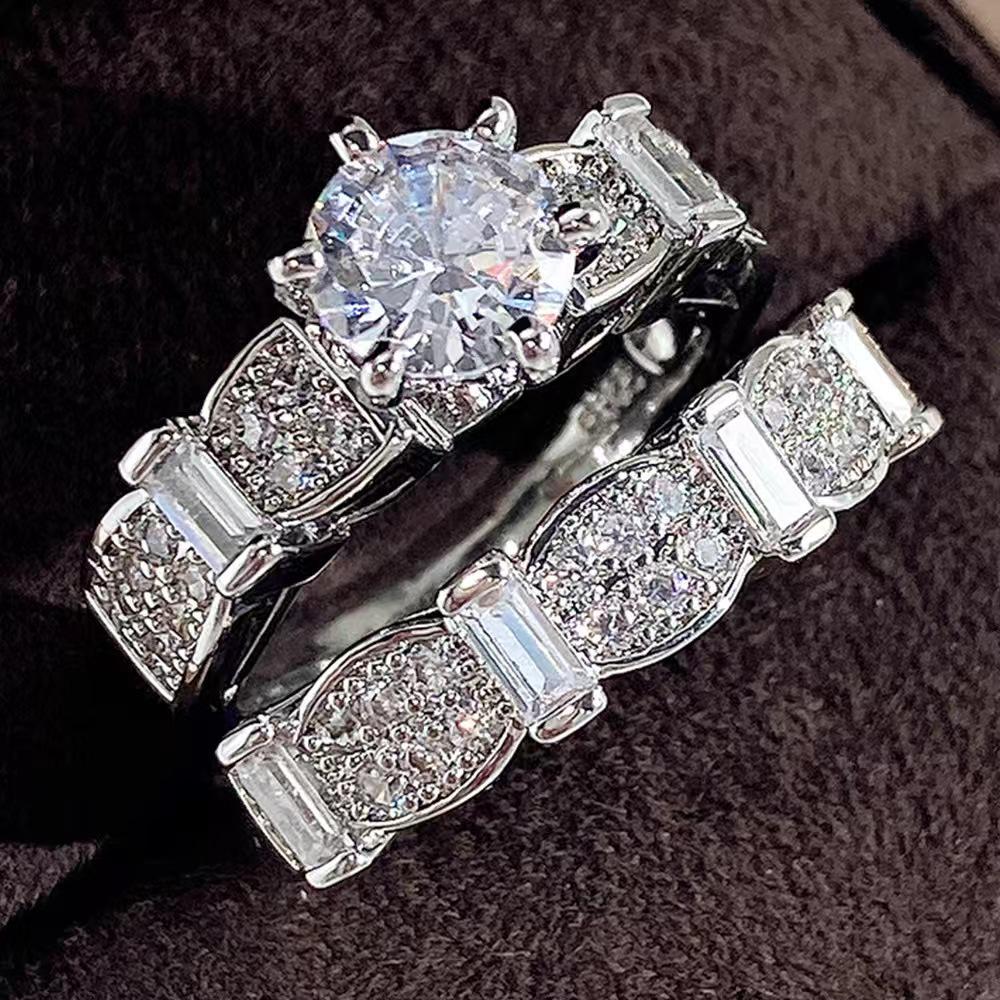 Three Heroes Luxury Zirconia Stackable Women's Couple Ring