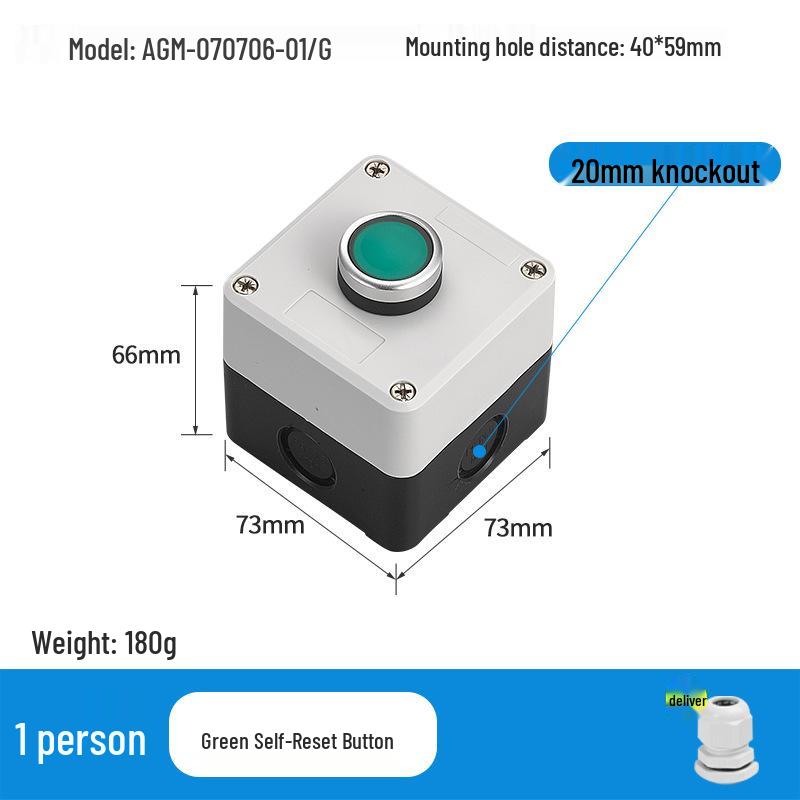 KEOLEA Waterproof Emergency Stop & Start Button, Industrial Self-Reset Push Control Box