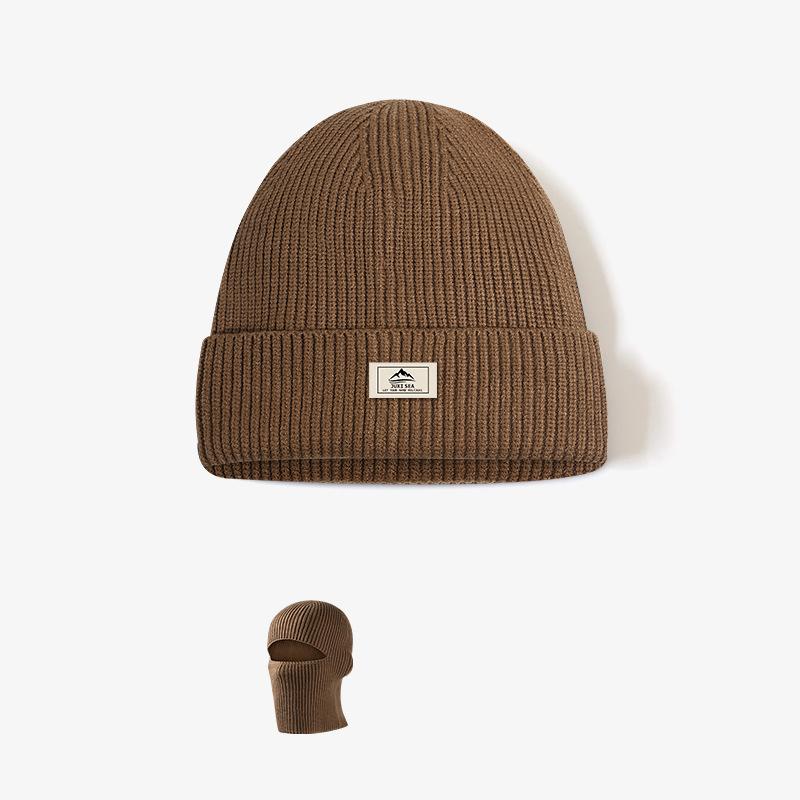 Knitted Hat Winter Cotton Thickened Cold Outdoor Cycling Warm Cap Mask 2 In 1 Full Face Protection Cap Earmuffs Balaclava Hat