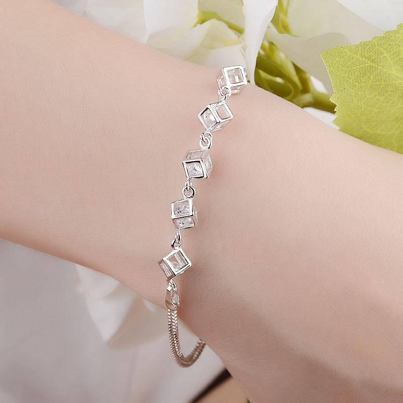 Lindon Zircon Bracelet Jewelry Geometric Bead Chain Link Bracelets Fashion Fine Wedding Gift for Girlfriend Women