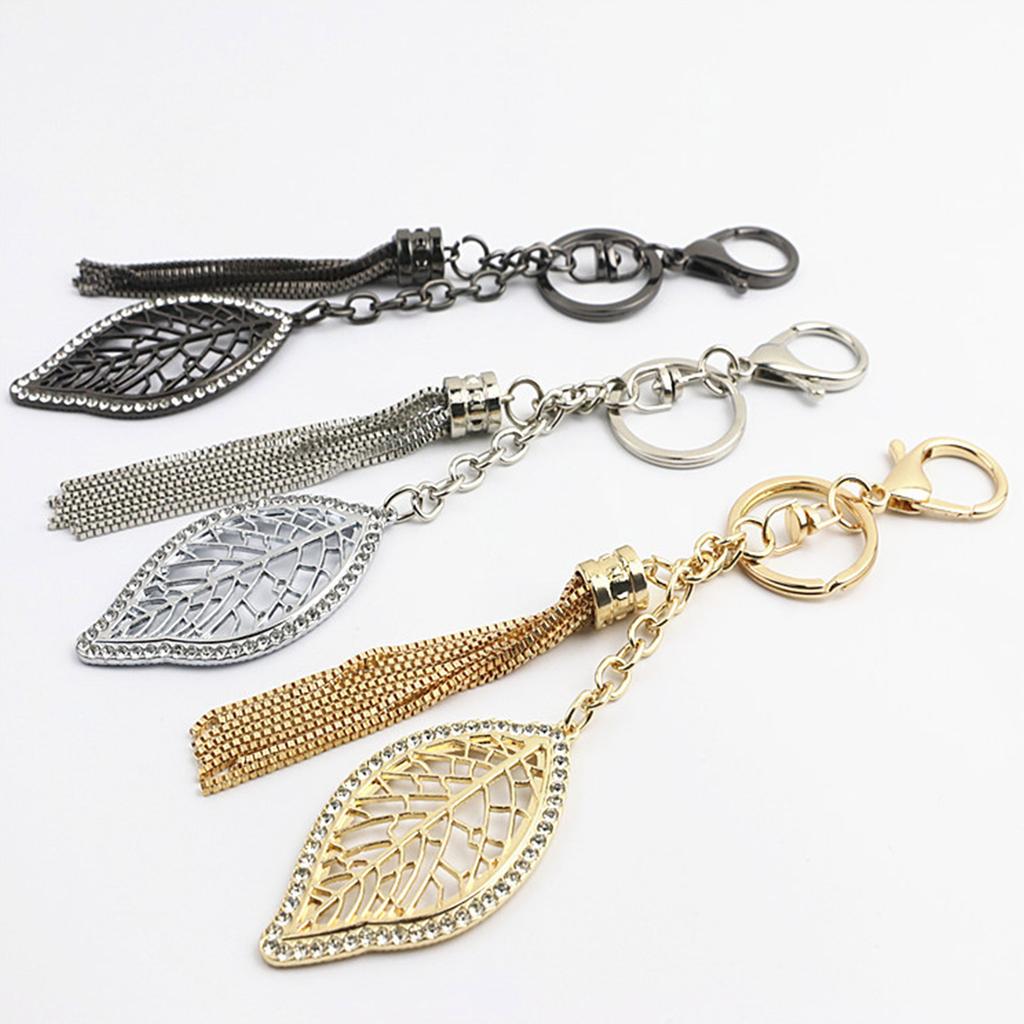 Exquisite Plant Leaves Bag Keychain Pendant Fashionable Car Keychain for Women Girls