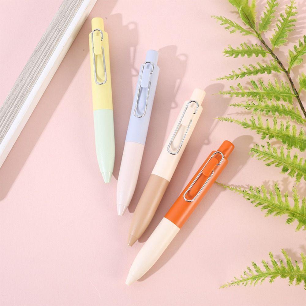 4Pcs/set Durable Cute Gel Pen Black Ink Boxed ST Pen Tip Retractable 0.5mm Signature Pen Student School Office Supplies