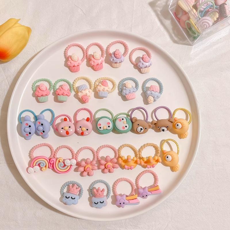 10-30PCS/Set, Cute Cartoon Animals, Hair Bands, Girls, Elastic Rubber Band, Headwear, Hair Accessories